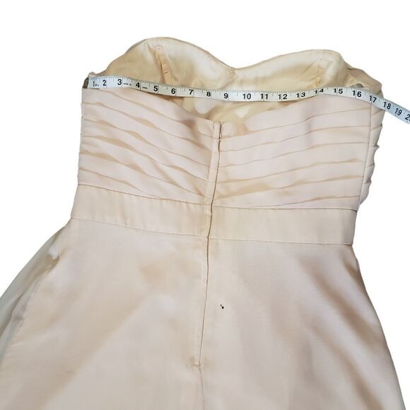 Jordan Peach Blush Pleated Strapless Chiffon Gown Sz 12 - Picture 11 of 16